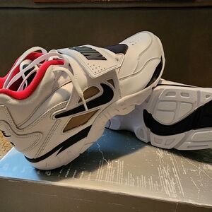 Nike Air Diamond Turf Proto 92-White and Black Sneakers with Red Highlights